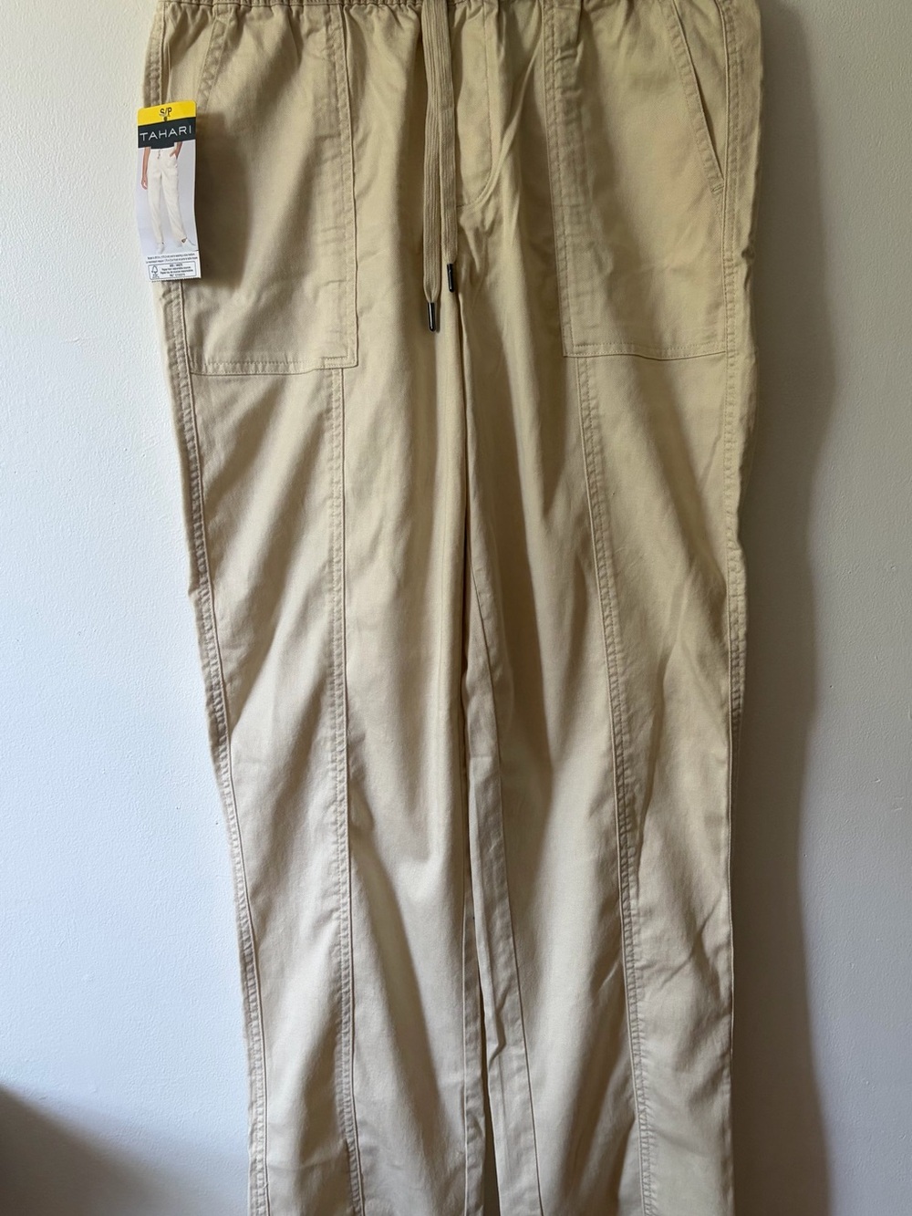 Tahari Women's Beige Drawstring Utility Trousers